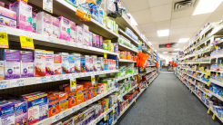 empty aisle in a drug store
