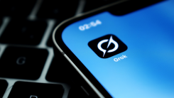 Grok AI chatbot logo seen on smartphone screen